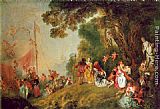 Jean-antoine Watteau Famous Paintings - Pilgrimage to Cythera